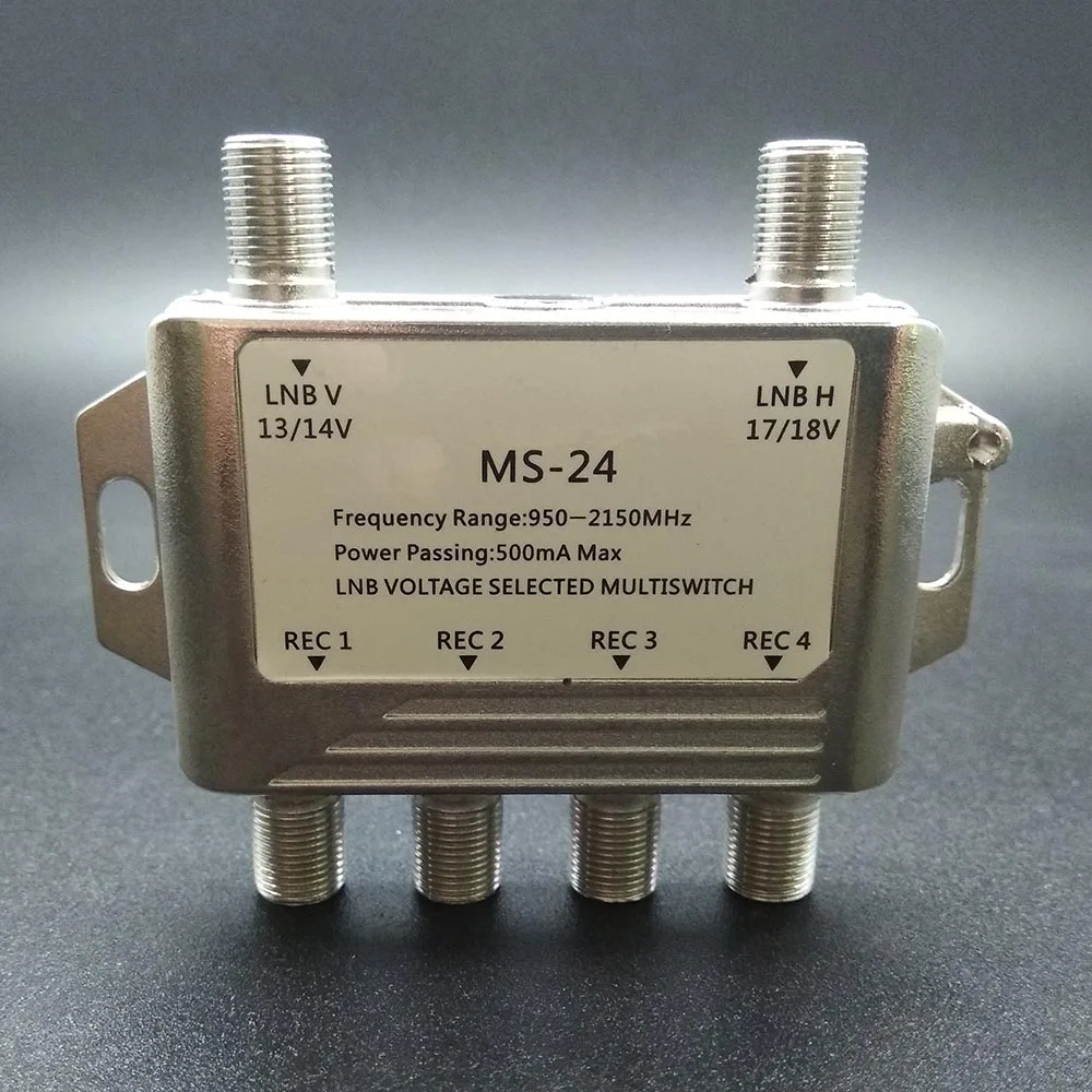 DiSEqC-MS-24 de señal de satélite 2 en 4, interruptor de salida 4x2, multiinterruptor, voltaje LNB seleccionado 950-2150MHz para receptor de TV por satélite