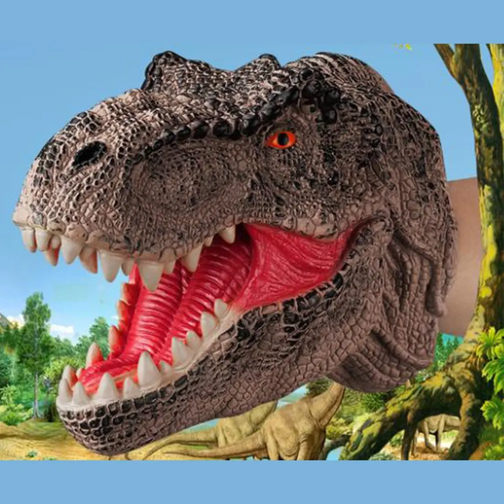 New Dinosaur Hand Puppets Soft Rubber Dinosaur Toys Jurassic Raptor Realistic Puppet Dinosaur Head Hand Puppet Figure Toys