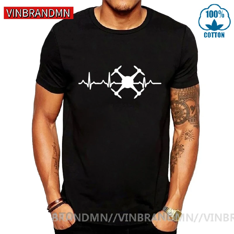 Novelty Evolution ekg heartbeat drohne drone cotton T-Shirts summer new style pilot unmanned aerial vehicle men t shirt tee tops