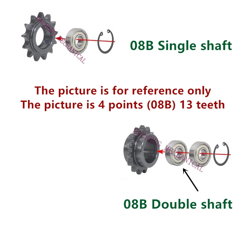 4 points idler 08B Double Single Bearing Idler Sprockets Drive Chain Sprocket Gear Wheel 12/13/14/15/16/17/18/19/20/21 Teeth