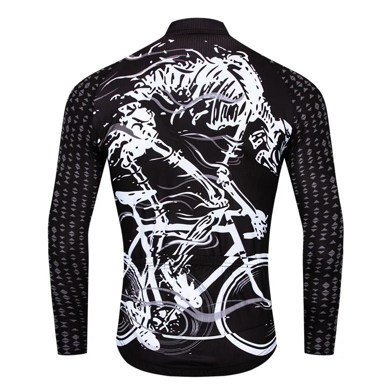 Autumn Men\'s Cycling Jersey Long Sleeve Skull Bicycle Shirt Full Sleeve Bike Jersey Tops Breathable Cycling Clothing Maillot