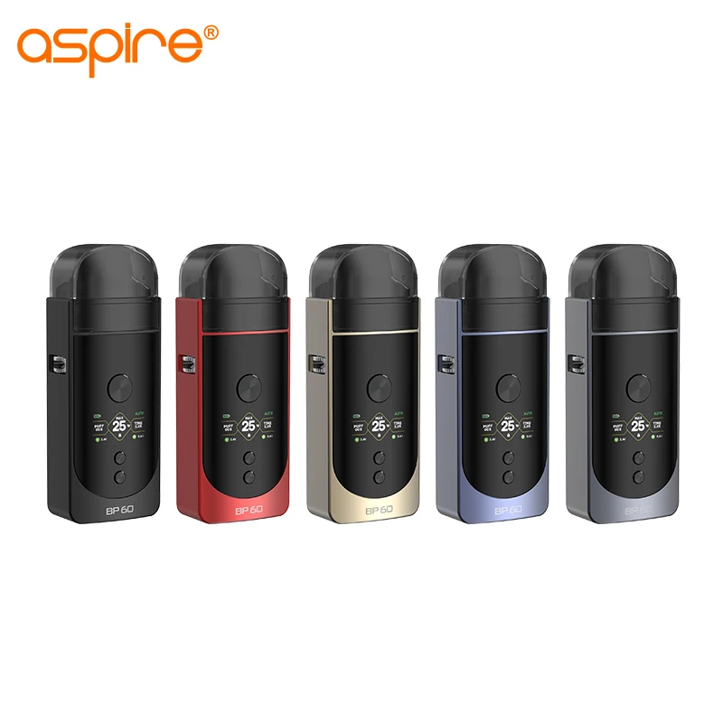 Original Aspire Vape BP60 Kit Electronic Cigarette Mod Battery 1400mAh Ecig Pod System Set Mesh Coil 0.3/0.6/1.0ohm E-Cigarette