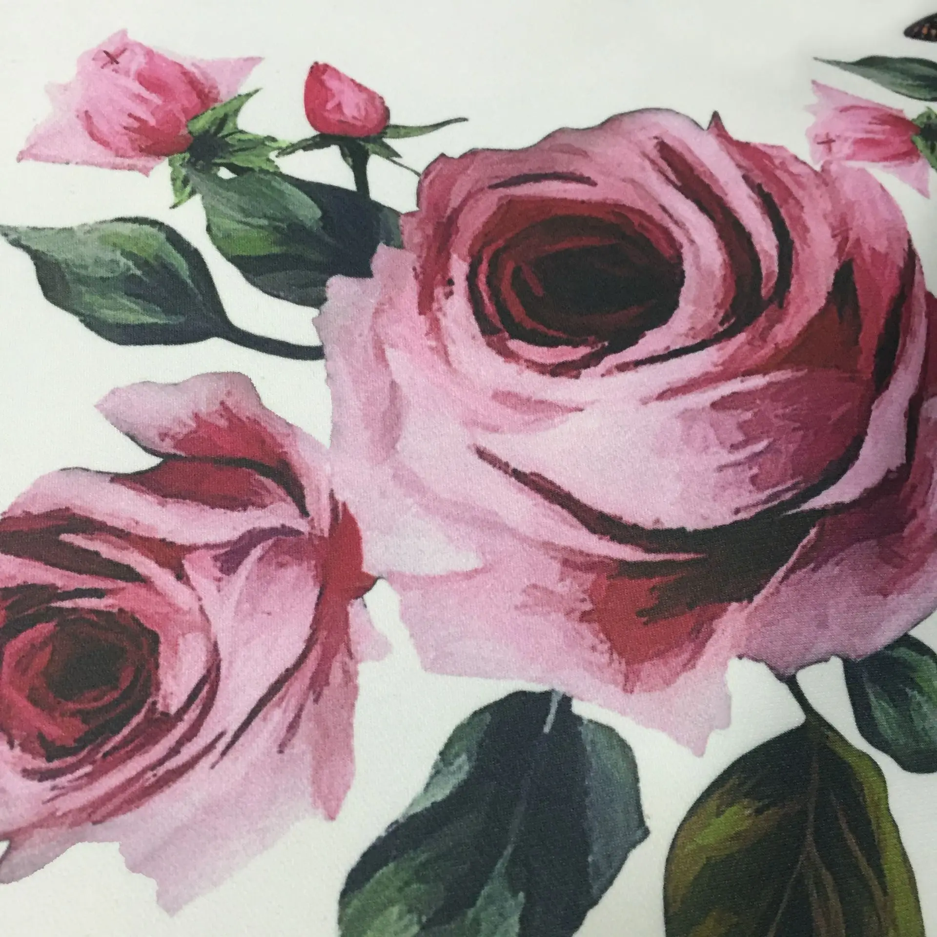 Hand-painted Rose Flower Printing Processing Polyester Chemical Fiber Fabric Printing for Dresses Skirts Shirts Fabrics by Meter