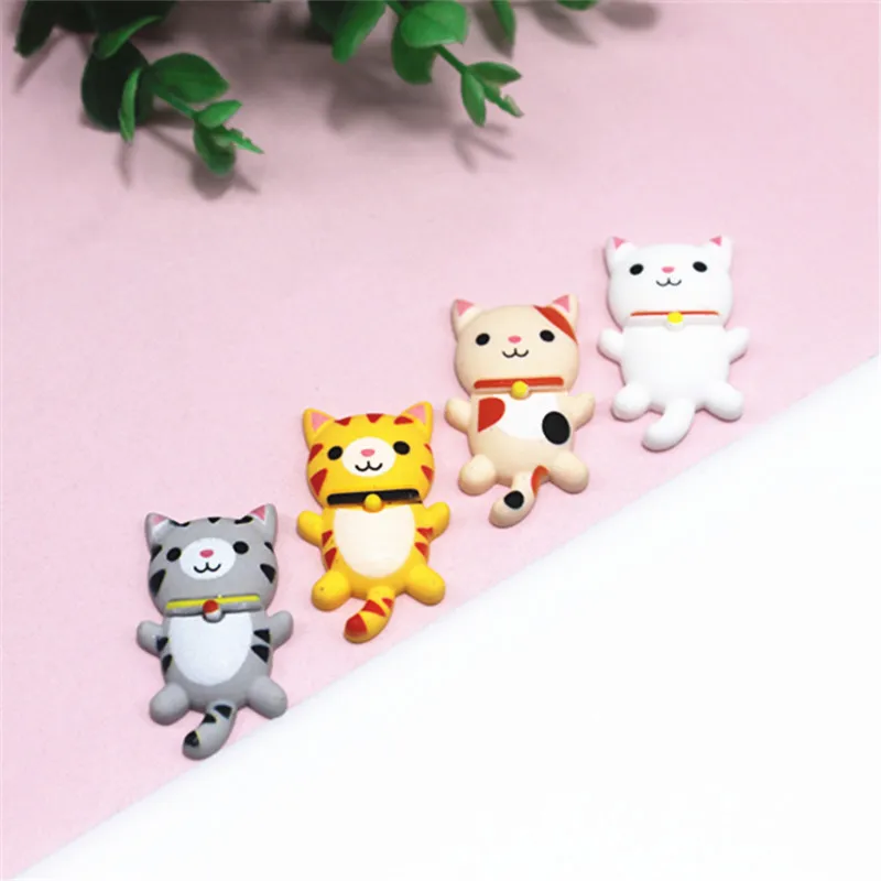 10pcs Kawaii Resin Cartoon Animal Cats Miniature Flatback Figures for Home Decoration Craft Scrapbook Accessories,21*37mm