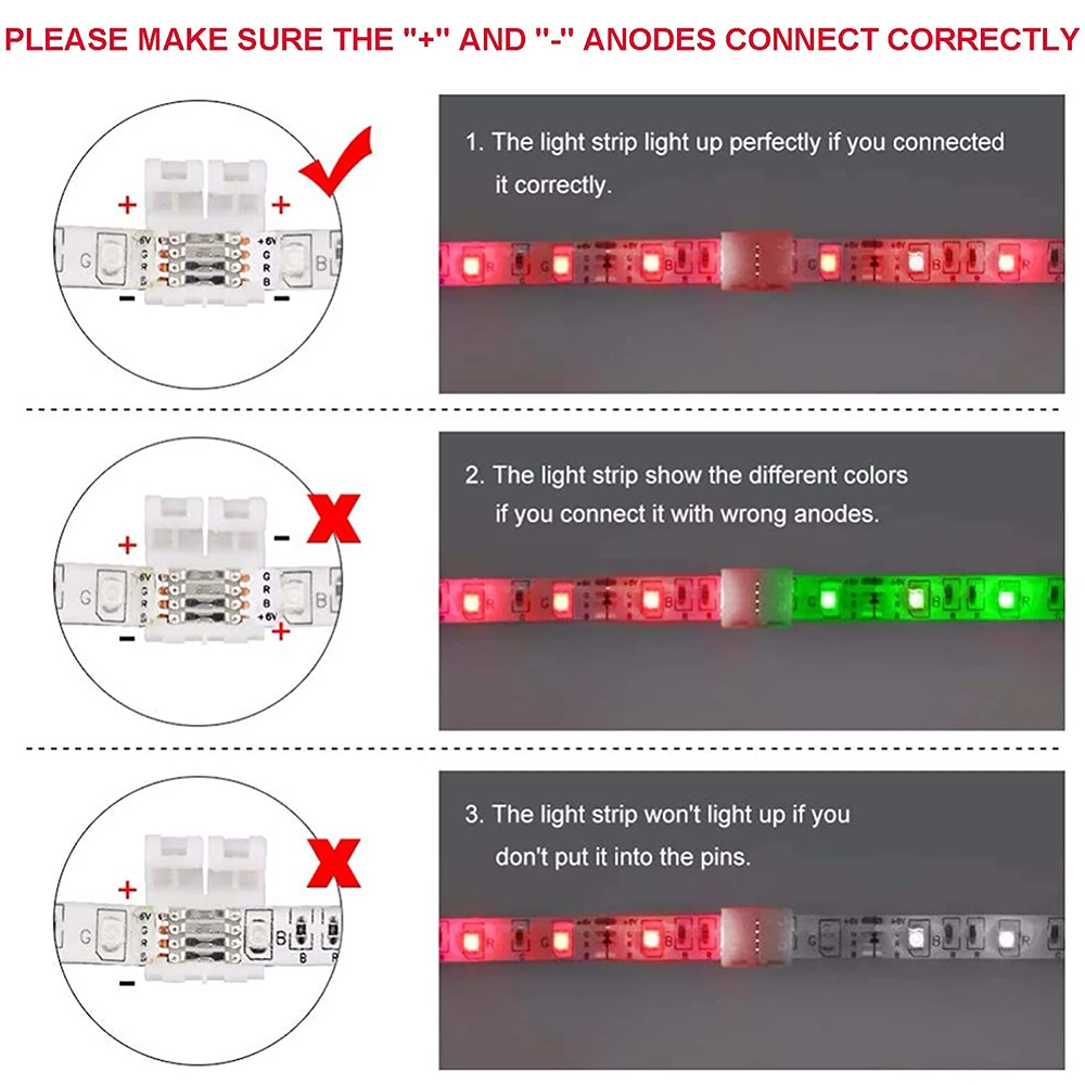 5pcs 4PIN 8mm Led Connector L Shape 8mm 4pin RGB 3528 2835 Led Strips Corner Angle Wire Connectors Install Adapter