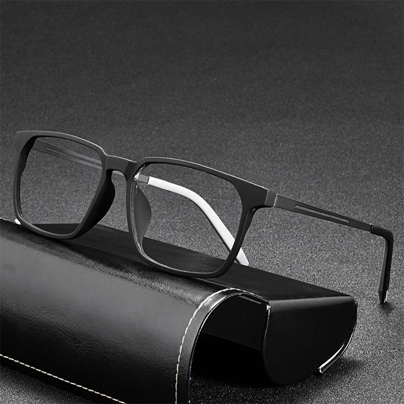 

HDCRAFTER Plastic Titanium Optical Eye Glasses Frame Men Ultralight 9g Square Prescription Eyeglasses TR90 Frame Clear Lens