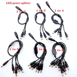 DC Power 1Female to 2 3 4 5 6 8 Male Way Splitter Adapter Connector Plug Cable 5.5mm*2.1mm 12V For CCTV Camera LED Strip Light