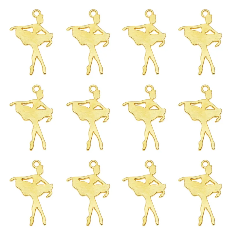 GraceAngie 20PCS  Dancing Ballet Girl Charms Gold Color Pendant Fit For Necklace Bracelet DIY Accessories Dangle Earrings
