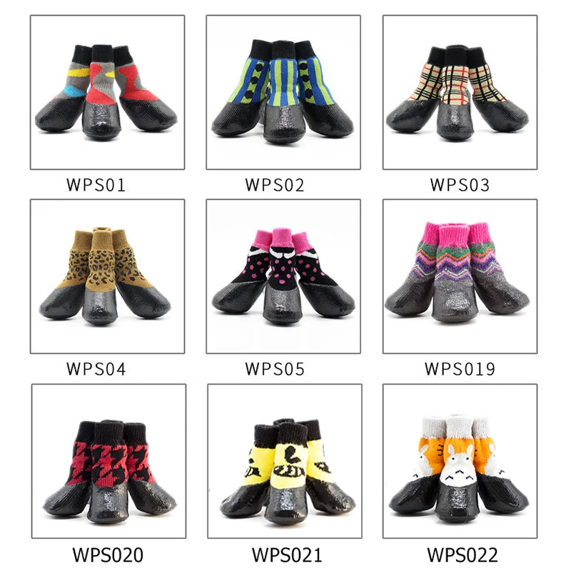 Waterproof Dogs Socks Rubber Fixed Pet Boots Dog Rain Snow Socks Footwear For Small Medium Big Dogs Non-slip Dogs Shoes at Home