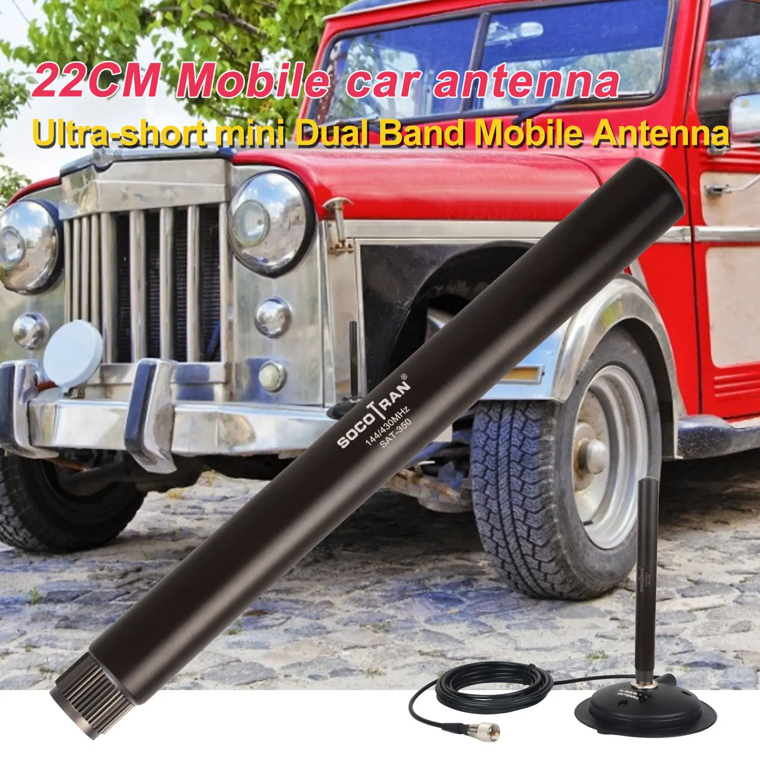 Original Socotran SAT 310 350 Walkie-Talkie antenna VHF/UHF 144/430MHz 3.0dB 50W 12cm Mobile Radio Transceiver Min Car Antenna