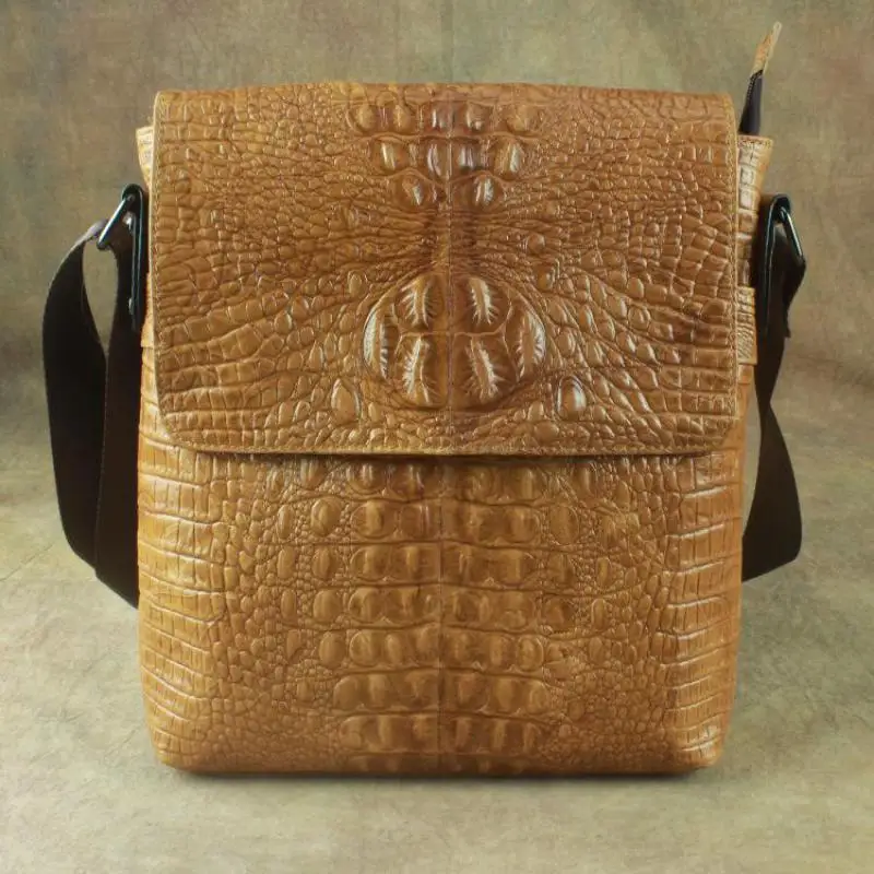 Imagem -06 - Bolsa de Couro Genuíno Johnature-vintage Masculina Padrão Simples de Crocodilo Couro de Vaca de Primeira Camada Ombro Pequeno Novo 2024