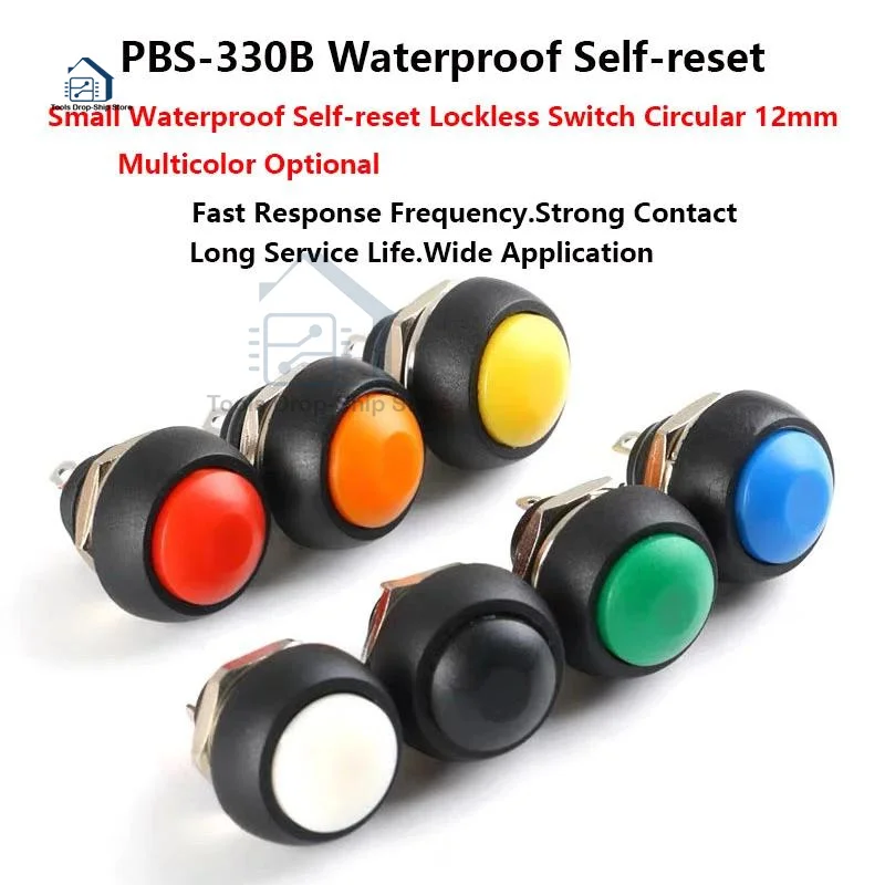 5pcs 12mm PBS-33B Waterproof Momentary ON OFF Push Button Swithch Mini Round Switch VE058