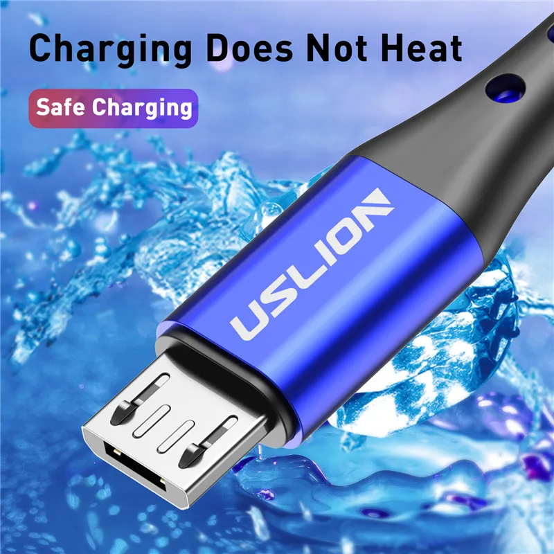 USLION 2m mikro USB kablosu 3A hızlı şarj veri kablosu Xiaomi Redmi için 4X Samsung J7 Android cep telefonu microusb şarj cihazı