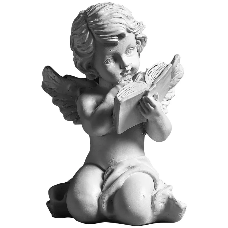 Figurines statue sculpture House living room home decor decorative Angel craft decorations angel reading a book aesthetic kawaii