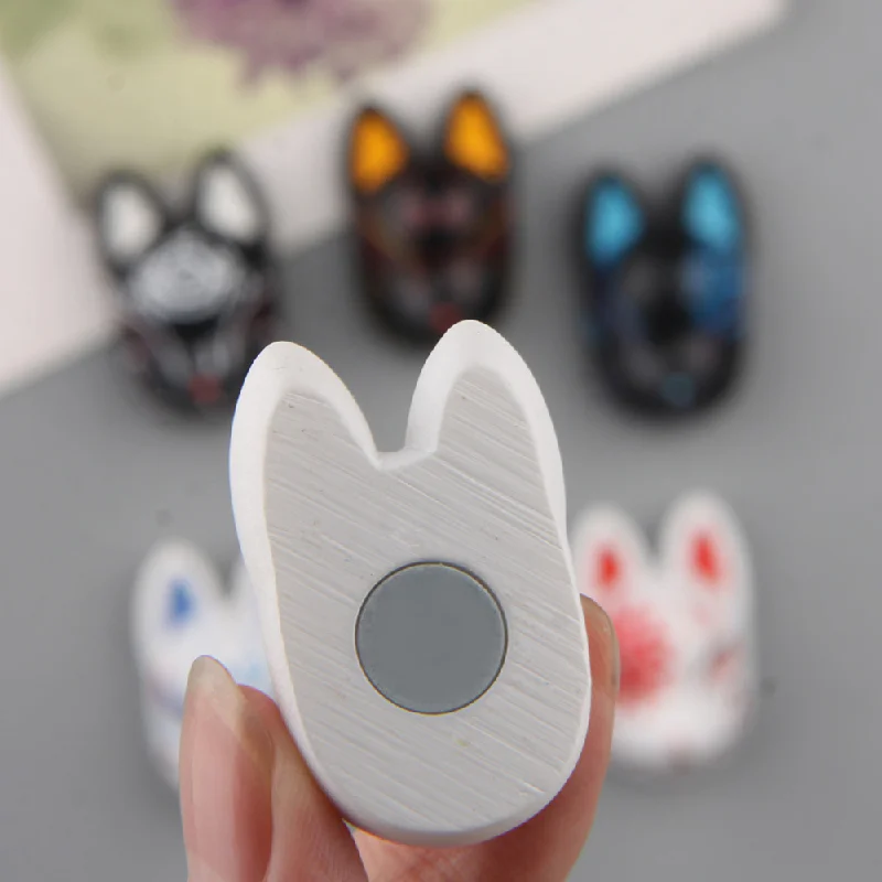 Japanese Fox Mask Miniature Figurines Cartoon Refrigerator Stickers Resin Fridge Magnet Crafts Home Decor Kitchen Accessories