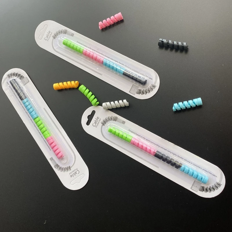 4pcs/Pack 2Pcs/Pack Spiral USB Cable Cover Organizer Management Wire Protector for Charging Data Earphone Mouse Line Cable Wire