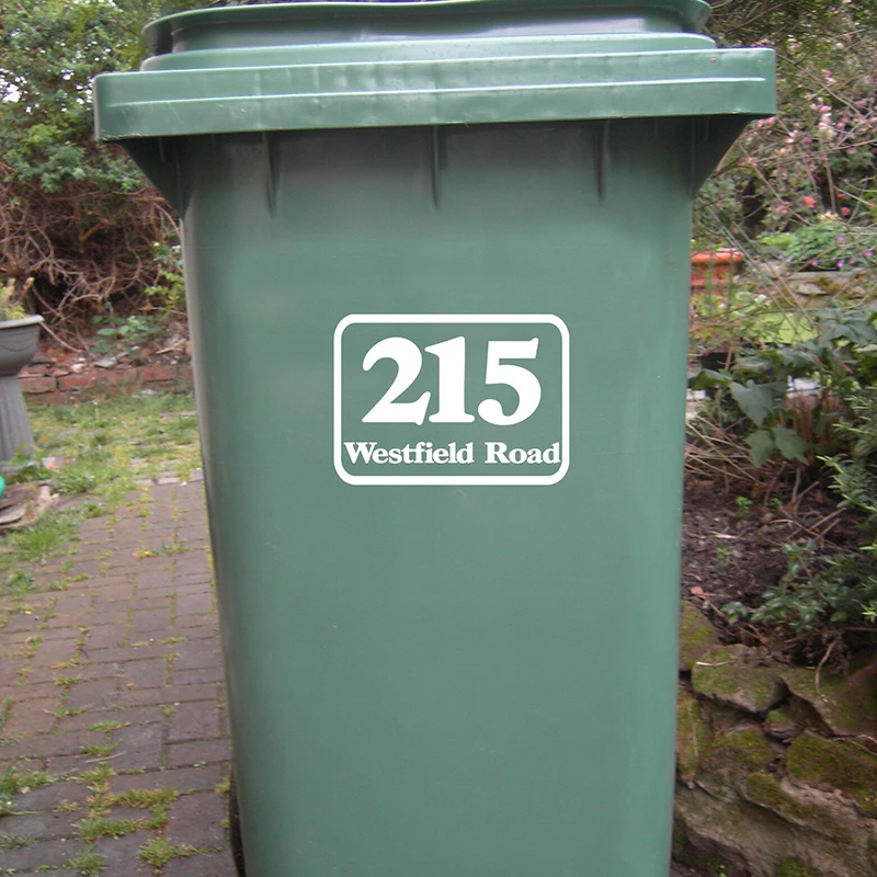 Personalized Street Name Number Wheelie Rubbish Bin  Trash Can Sticker Decal Home Decor