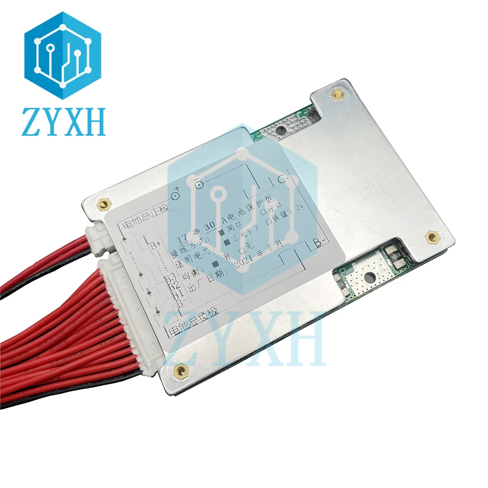 BMS 17S 30A 60V Li-Ion Lithium Lipo 18650 Battery Balancer Charge Board Overcharge/Short Circuit Protection For Escooter/E-bike