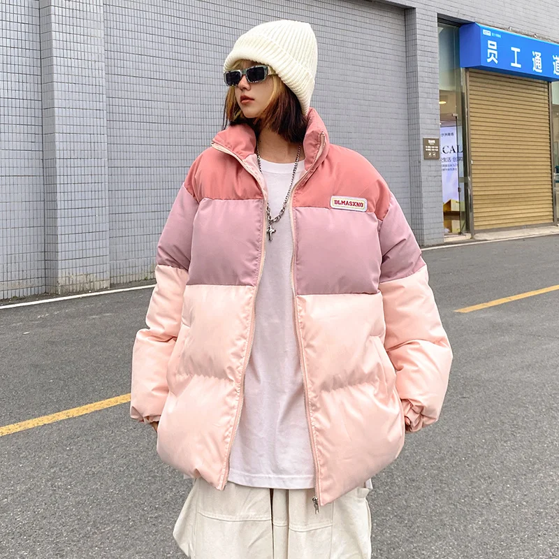 Parkas casaco de algodão feminino inverno fashionversátil gola com zíper feminino engrossado pelúcia quente jaqueta topo