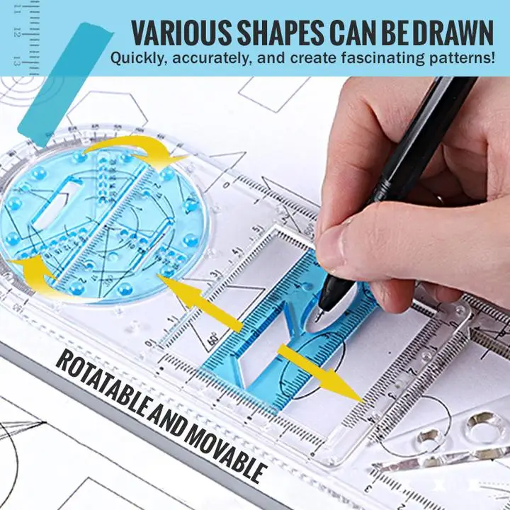 Multifunction Drawing Ruler Mathematics Geometric Measuring Drafting Teaching Rulers DIY Drawing Rulers For Students Dropship