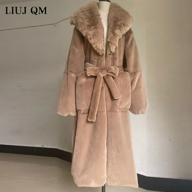 Cappotto oversize inverno donna spessa calda X-lunga giacca in pelliccia sintetica femminile di alta qualità soffice pelliccia di coniglio parka