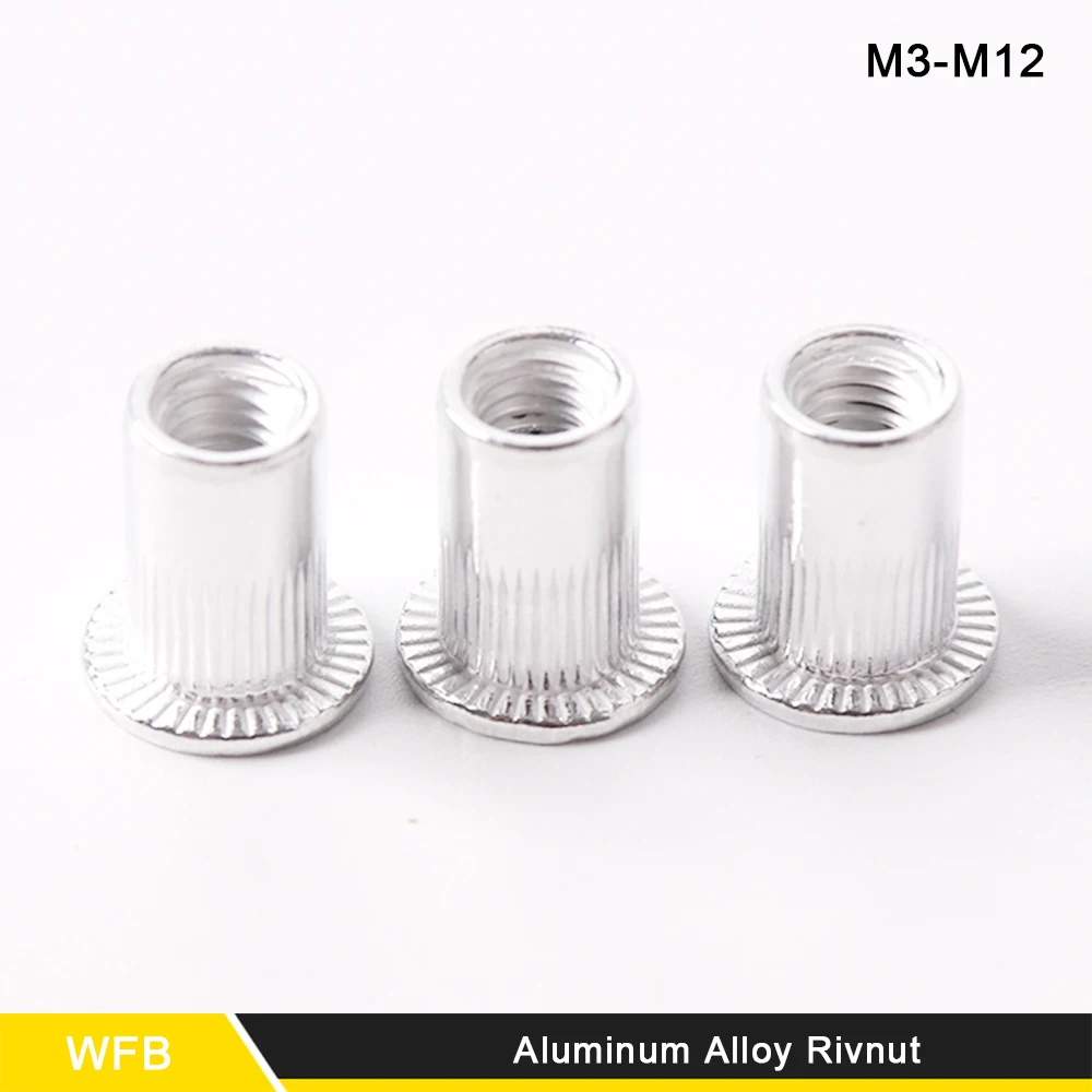 40Pieces 25Pieces M3 M4 M5 M6 M8 M10 Aluminum Alloy Rivnut Flat Head Threaded Rivet Insert Nutsert Cap Rivet Nut