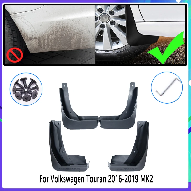 4 PCS Car MudFlaps for Volkswagen VW Touran 2016 2017 2018 2019 MK2 Mudguard Splash Guards Fender Auto Accessories