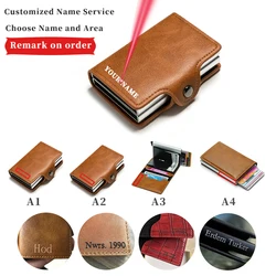 Carbon Fiber Credit Card Holder Men Double Card Holder Wallet Protective Case Name Engraving Wallet Metal Business Simple Purse