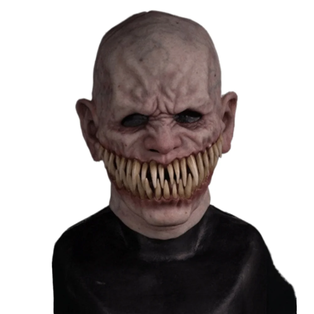 Máscara de palhaço horror cosplay monstro assustador boca grande dentes mastigadores látex máscaras festa de halloween traje assustador adereços monstro masque