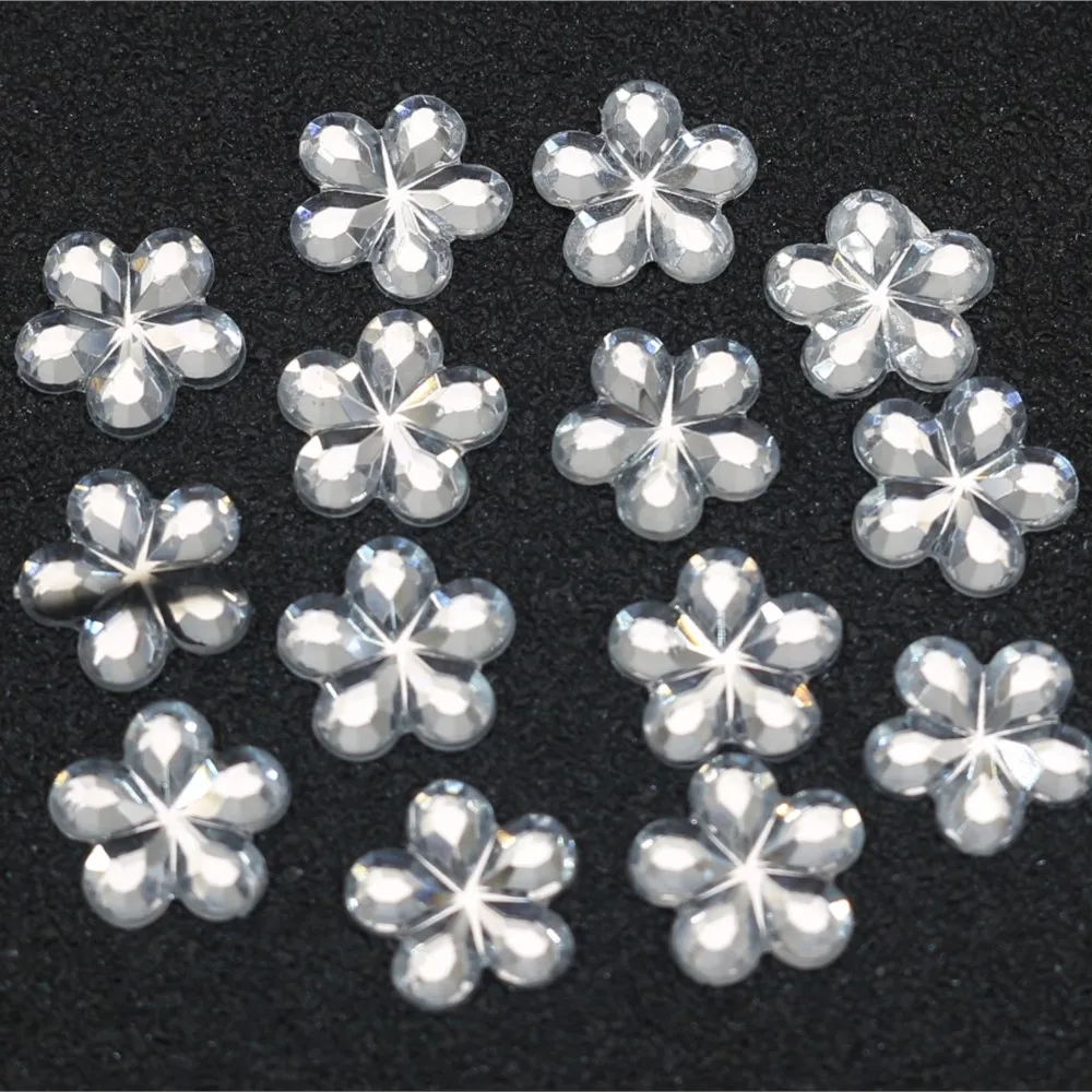 500 Acrylic Flatback Flower Rhinestone Gem 10mm DIY Embellishments Color Choice