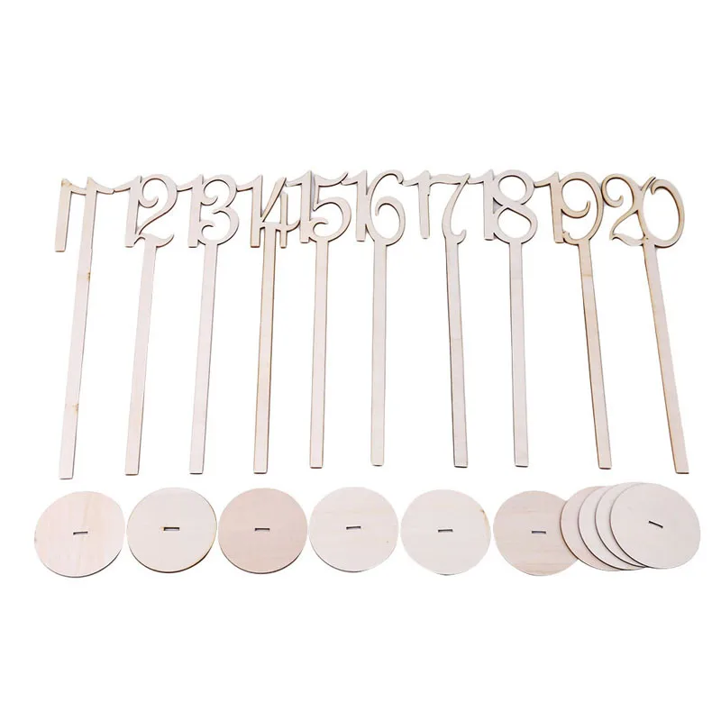 10pcs/pack Hot Style Wooden Wedding Supplies Wedding Place Holder Table Number Figure Card Digital Seat Decoration Birthday Tool