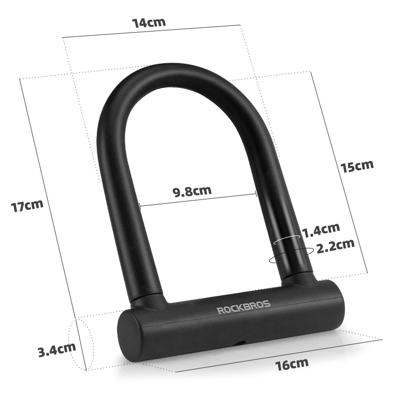 ROCKBROS Bike Lock Motorcycle Bicycle U Lock Anti-thief Lock For Bicycle Convenient Lock Frame Security Lock Keys Bike Parts