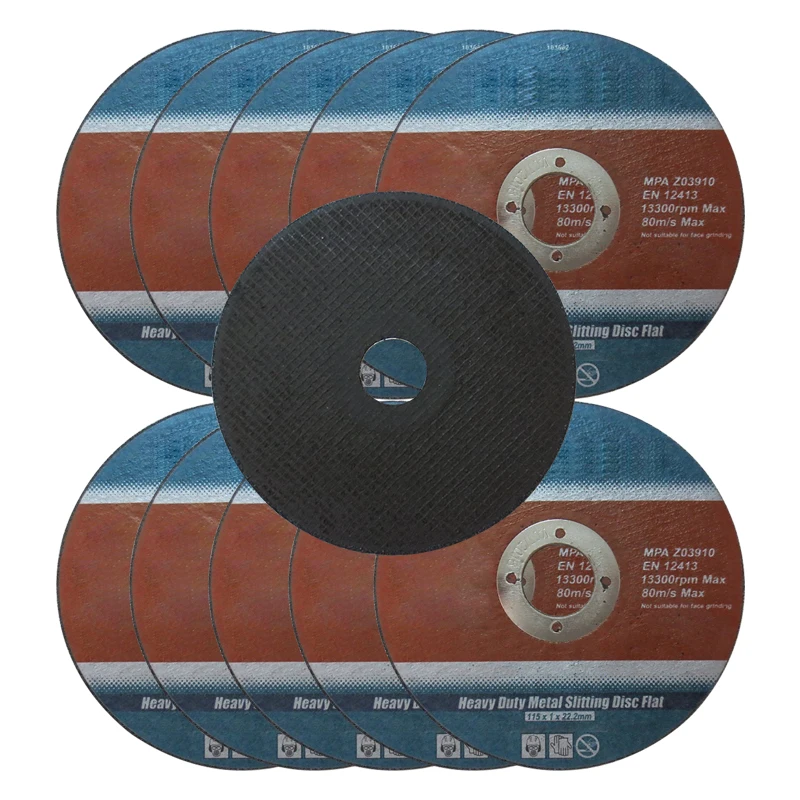 Cortador de discos de Metal de 4,5 "x 1 mm x 7/8", 115x1x22,23mm, 10 unids/lote, herramientas abrasivas para cortar barras de refuerzo, hierro y acero.