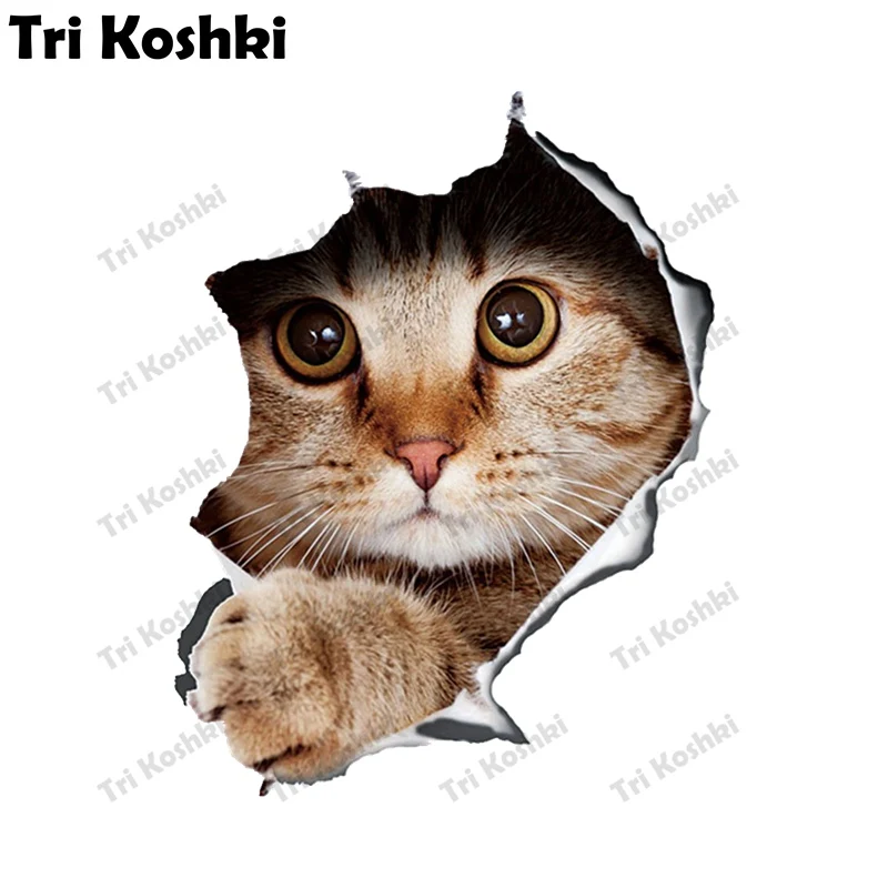 Tri Koshki KCS239 3D Stereo Animal Creative Cat Car Sticker PVC Decals Waterproof Bumper Sticker on Car Laptop Luggage Bicycle