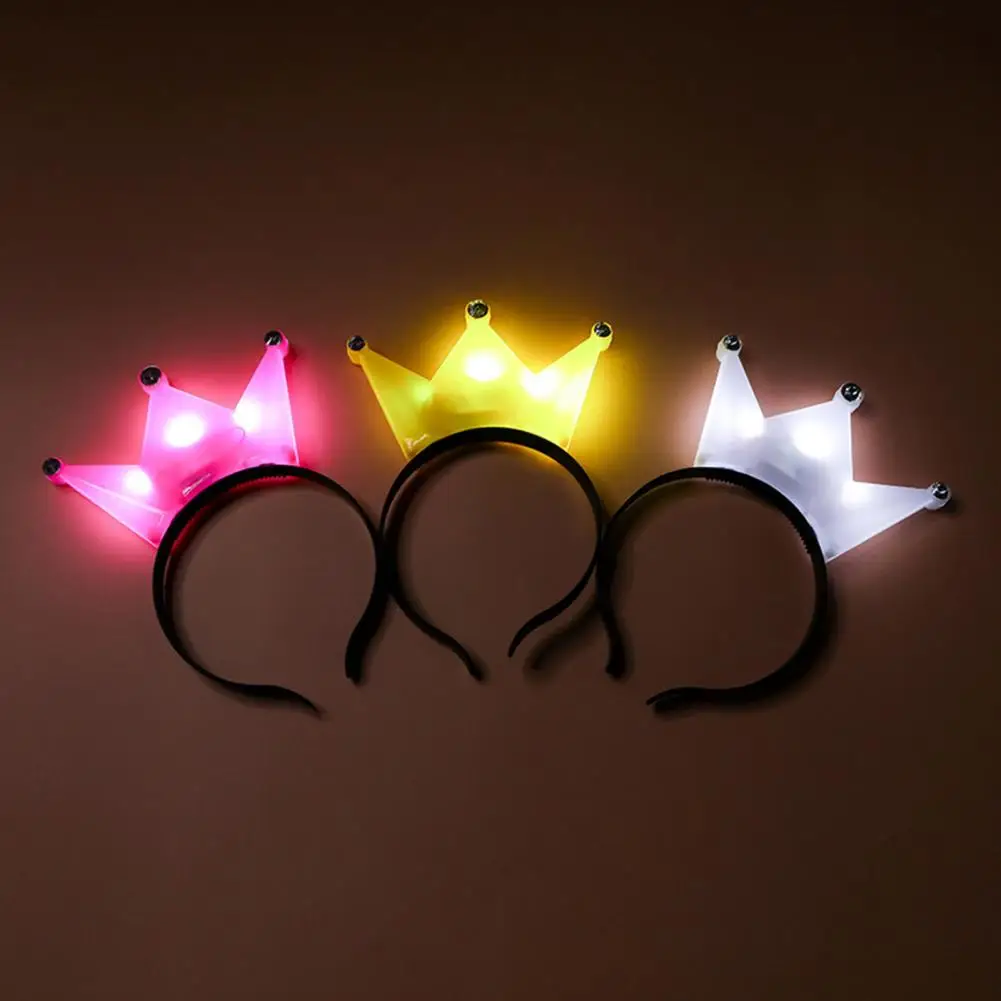 Cute Hairband Add Atmospheres Plastic Decorative Glow Crown 3 Modes Head Band Hoop Kids Party Toys