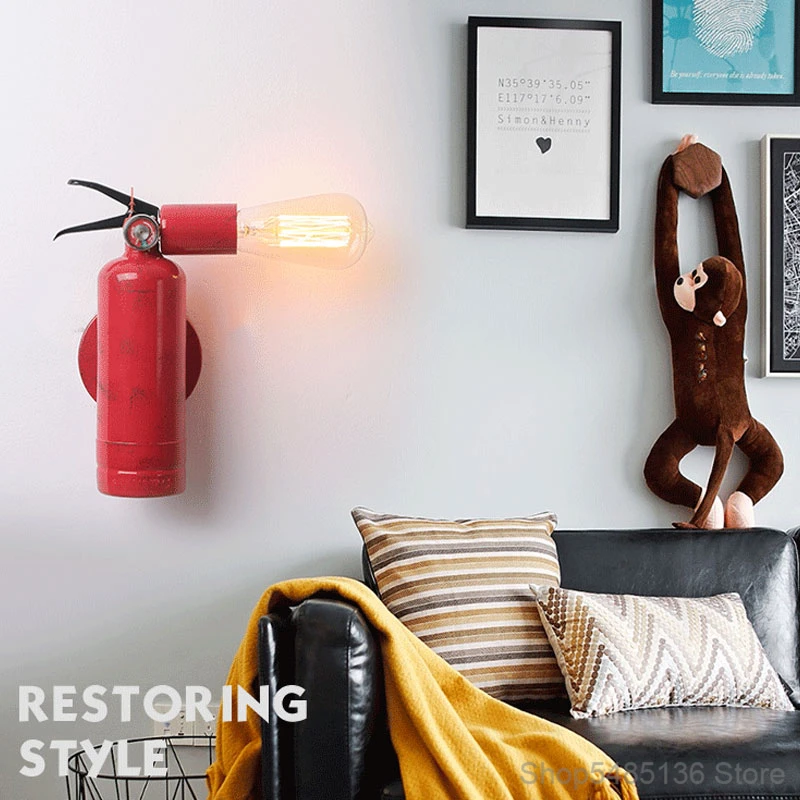 Vintage Fire Extinguisher Wall Lamp Art Deco Bar Dining Room Light Fixtures Industrial Bedroom Living Room Led Wall Sconce Light