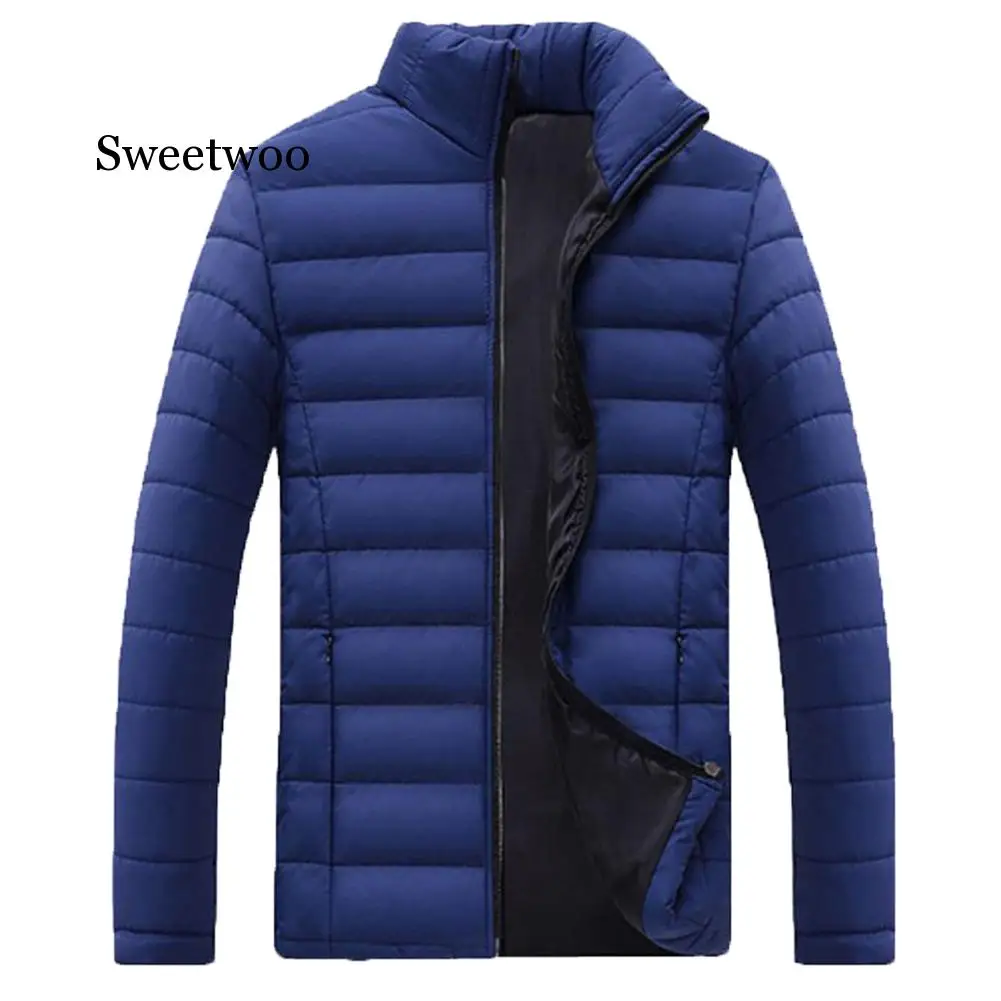 Chaqueta de algodón con cremallera para hombre, chaqueta cálida de manga larga con cuello levantado, informal, para negocios, talla grande, para invierno, novedad