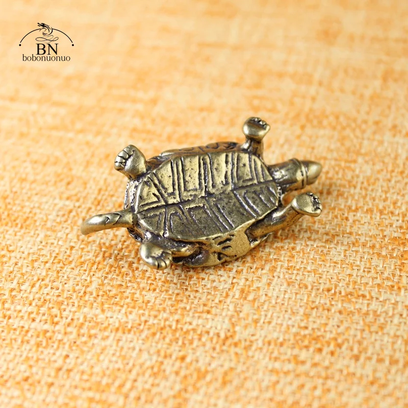 Pure Copper Turtle Statue Desktop Ornaments Vintage Brass Tortoise Miniatures Figurines Toy Model