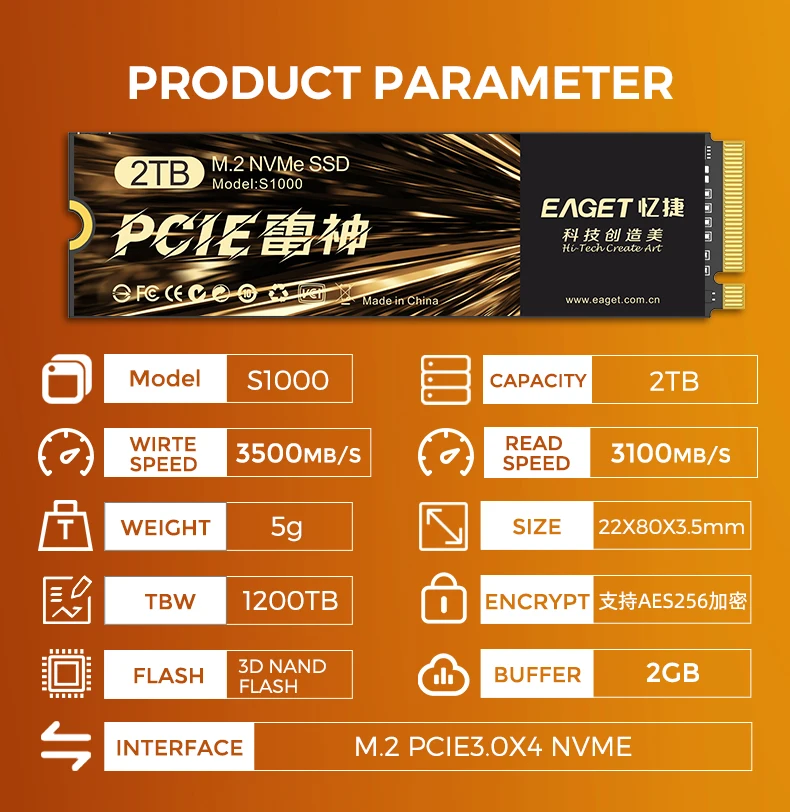 Внешний жесткий диск EAGET S1000 SSD, внешний жесткий диск SSD, внешний жесткий диск hd для ноутбука, твердотельный накопитель, интерфейс M.2