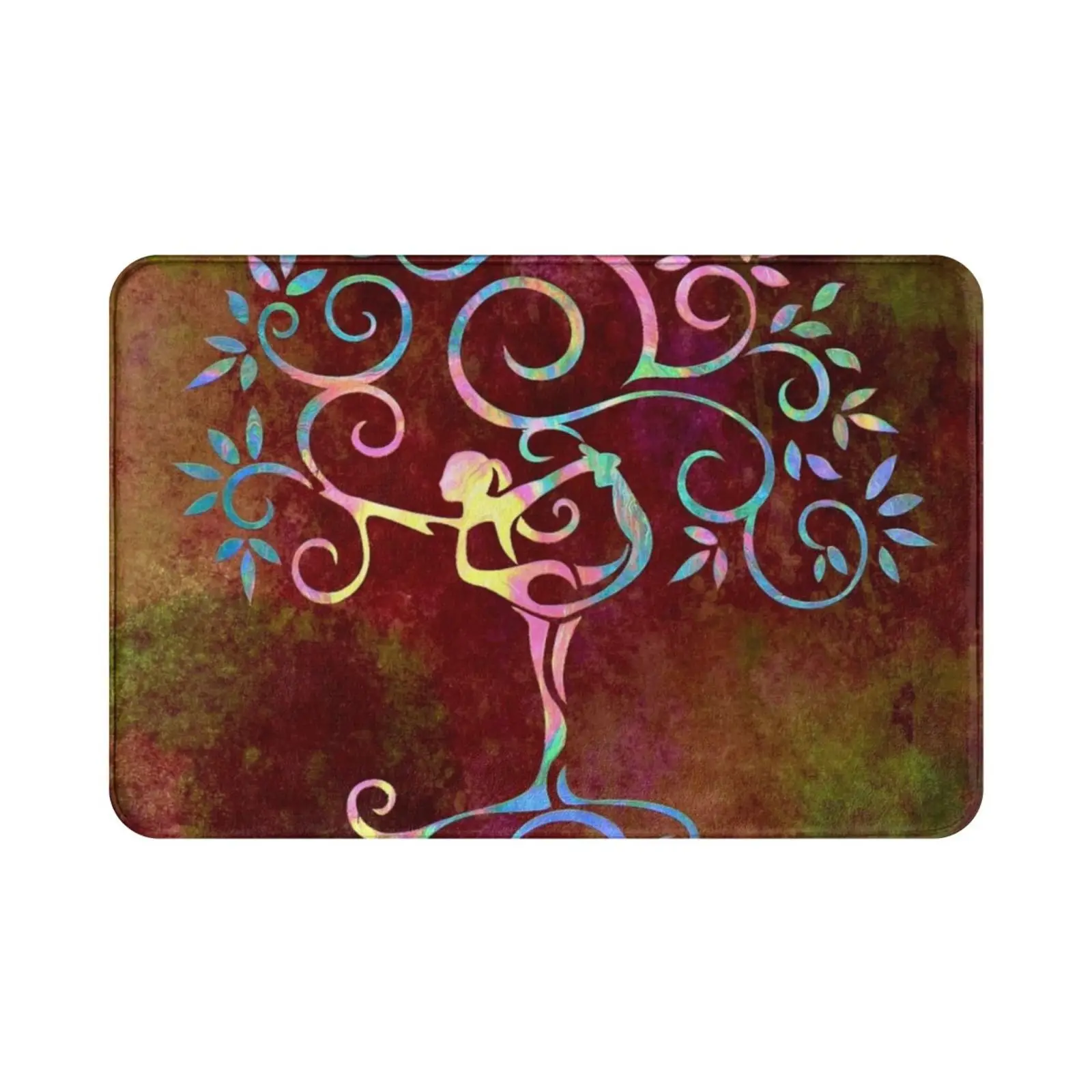 Yoga Tree Carpet Mat Rug Cushion Soft Organic Tree Yoga Dance Colorful Art Design Interior Art Office Art Trees