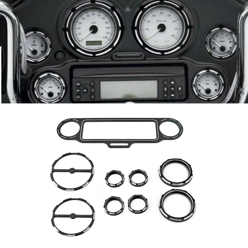 9 PCS/Set High Quality Aluminum Motorcycle Speedometer Bezels for Touring Electra Glide Street Glide 1996-2013