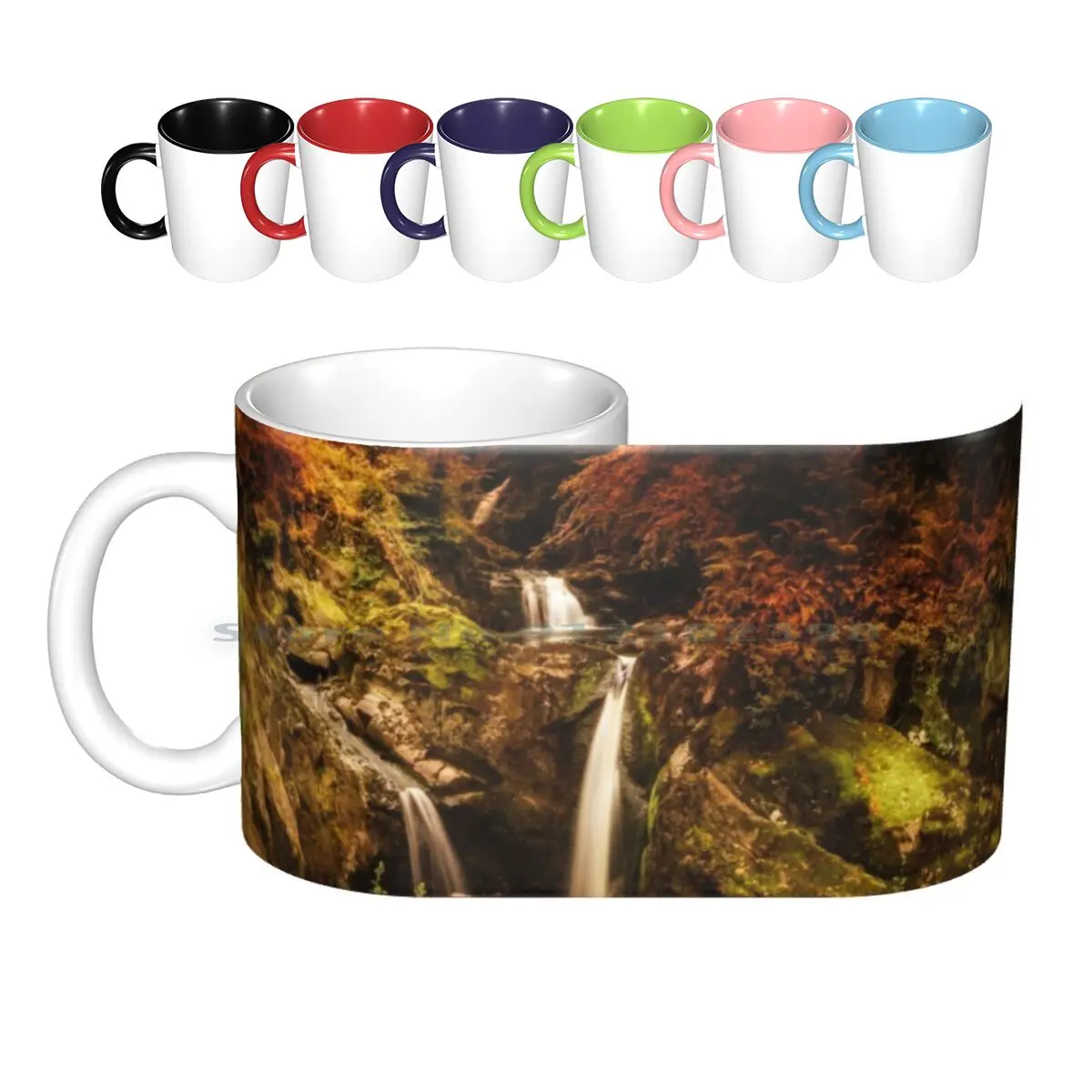 Tazas de cerámica de la parte inferior de la Pecca, tazas de café, leche, té, Ingleton, caídas, Ingleton, Yorkshire, Dales, cascada, cascadas, Pecca