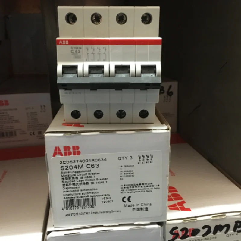 ABB Miniature Circuit Breaker S200-M series C type 4P S204M-C1  S204M-C6  S204M-C10  S204M-C16  S204M-C20  S204M-C32  S204M-C63