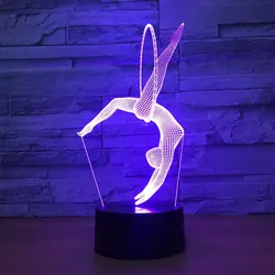 Eurhythmics 3D Lamp LED Night Light 7 Colors Changing with USB Charging Table Lamp Freestanding Artistic Gymnastics Nightlight