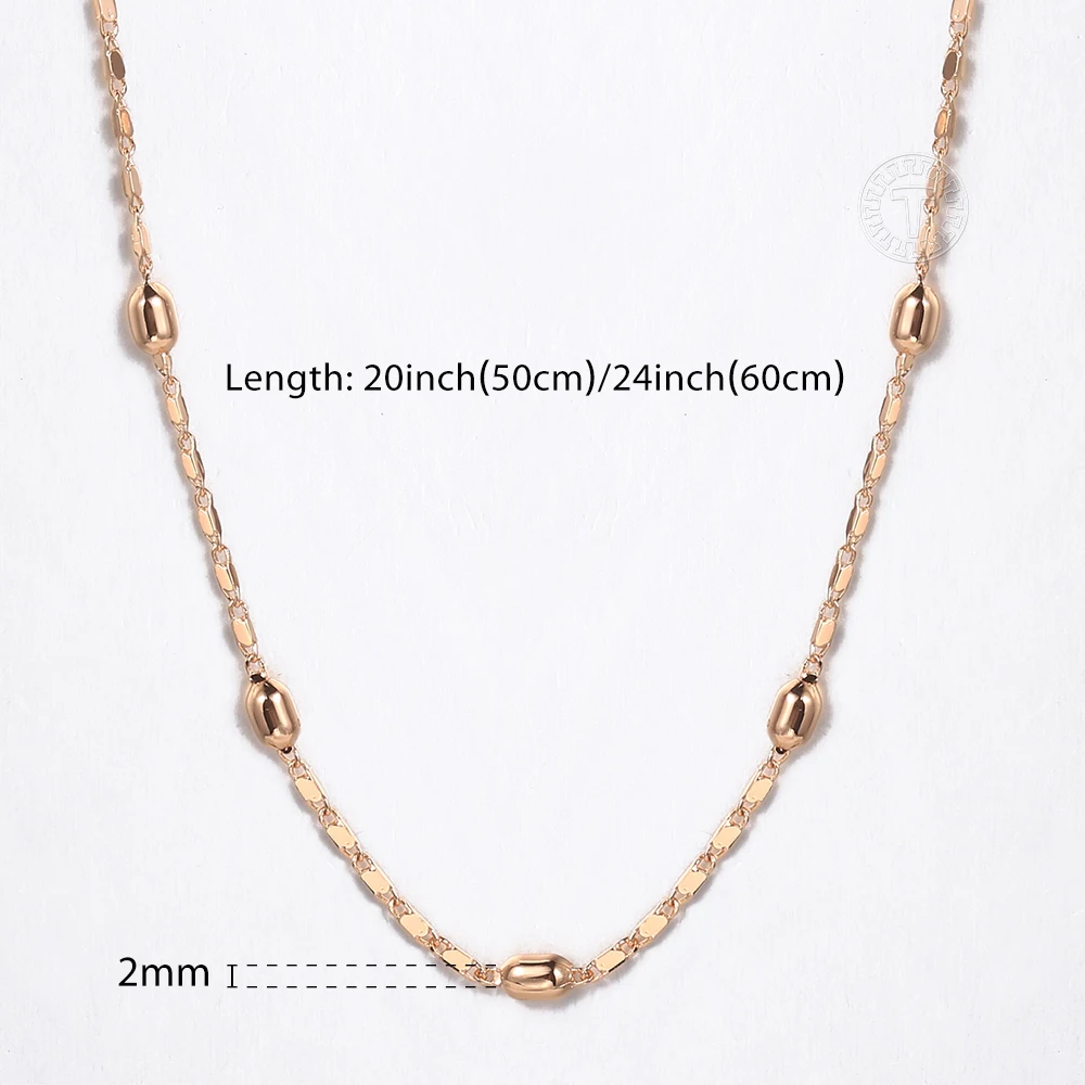 2mm Womens Lady Rose Gold Color Bracelet Necklace Set 4mm Beaded Chains Male Jewelry Set Trendy Jewlery CS28