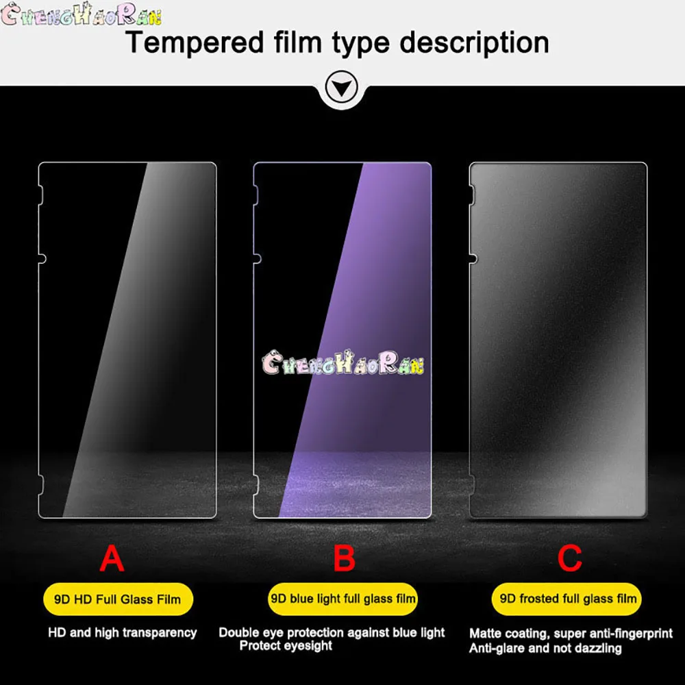 1piece 9H 9D 0.3mm 4 types Purple Blue Light Glass tempered film for Nintend Switch tempered film game console protective film