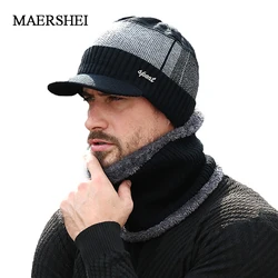 Men Winter Knitted Hat Outdoor Cycling Ear Protection Warmth Peaked Cap Casual Fashion Sunhat Bomber Hats 56-61CM