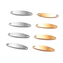 10pcs/lot Gold Stainless Steel Oval Blank Bar Hand Stamping Tags Connectors Bar For Jewelry Making Engraved DIY Making Bracelet