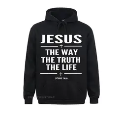 Jesus The Way The Truth The Life John 14 6 Christian Hooded Pullover Preppy Style Hoodies Fashion Men Sweatshirts Print Clothes