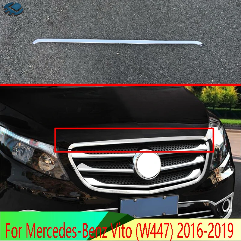 

For Mercedes-Benz Vito (W447) 2016-2019 Car Accessories ABS Chrome Front Hood Bonnet Grill Grille Bumper Lip Mesh Trim Cover